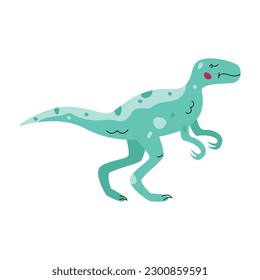 Flat hand drawn vector illustration of velociraptor dinosaur