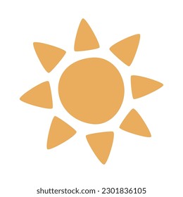 Flat hand drawn vector illustration of sun
