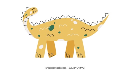 Flat hand drawn vector illustration of scelidosaurus dinosaur