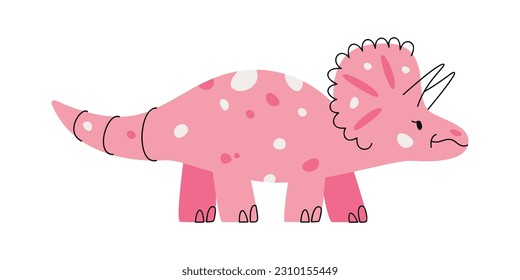 Flat hand drawn vector illustration of triceratops dinosaur