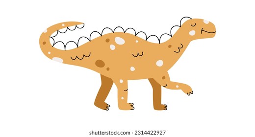 Flat hand drawn vector illustration of iguanodon dinosaur
