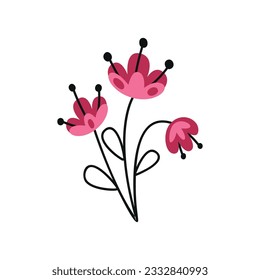 Flat hand drawn vector illustration of flower