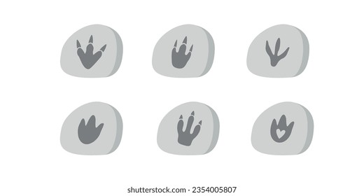 Flat hand drawn vector illustrations of footsteps and rocks