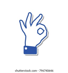 Flat hand gesture and okey symbol. Non-verbal or manual communication, emotional expressions, body language. Vector illustration. Isolated