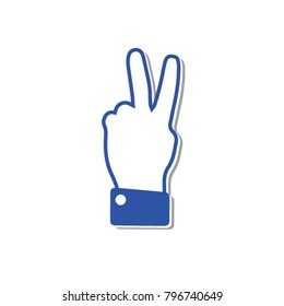 Flat hand gesture and peace symbol. Non-verbal or manual communication, emotional expressions, body language. Vector illustration. Isolated