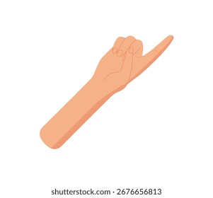 Flat hand gesture showing number one sticker. Finger pose representing count with a bare arm. Signal of the number one, isolated graphic for educational use or professional content.