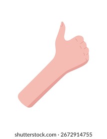 Flat hand gesture showing one. Finger and palm pose representing the number one. Bare arm in minimal style, designed to count, isolated on white background.