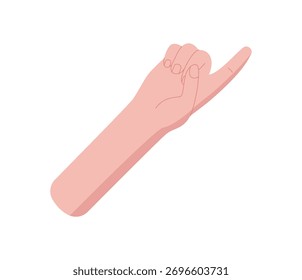 Flache Handgeste mit erhobenem Finger. Hand und Handfläche geben die Anzahl und die Nummer eins im Minimalstil an. Grafikkonzept einzeln auf weißem Hintergrund, geeignet für Bildung, Mathematikübungen,