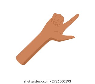 Gesto de mano plana que muestra dos dedos. Señal de mano desnuda con la palma visible que ilustra el número dos. Cuenta humana y pose de gesto, ideal para la educación y los conceptos de matemáticas en estilo aislado limpio.