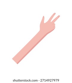 Gesto de mano plana con tres dedos hacia arriba. Palma humana desnuda y dedos levantados para contar el número tres. Pose de la mano para contar y la educación, estilo aislado, elemento de acción profesional.