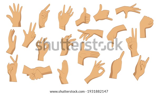 Flat Hand Gestures Male Flat Hands Stock Vector (Royalty Free) 1931882147