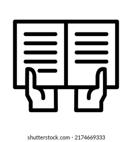 flache Hand, die das Buchsymbol zeigt - Vektorgrafik