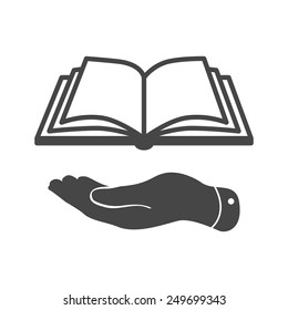 flat hand giving the book icon - vector illustration