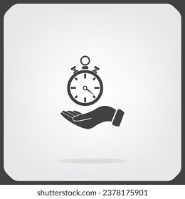 mano plana que da el icono del reloj 