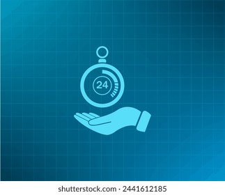 Flache Hand, die das Uhrensymbol gibt 