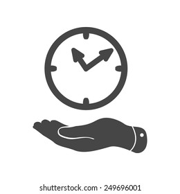flat hand giving the clock icon - vector illustration