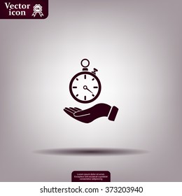 flat hand giving the clock icon 