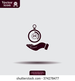 flat hand giving the clock icon 