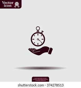 flat hand giving the clock icon 