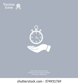 flat hand giving the clock icon 