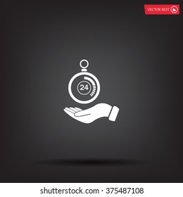 flat hand giving the clock icon 