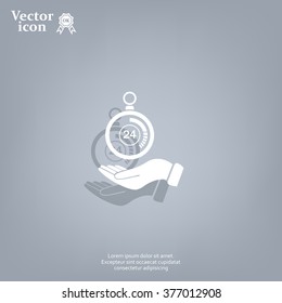 flat hand giving the clock icon 