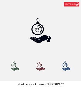 flat hand giving the clock icon 