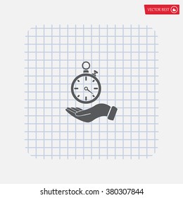 flat hand giving the clock icon 
