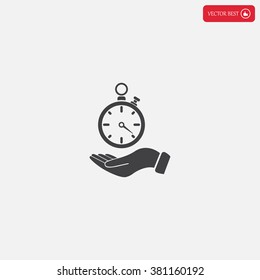 flat hand giving the clock icon 