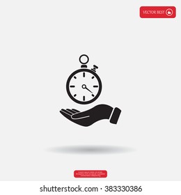 flat hand giving the clock icon 