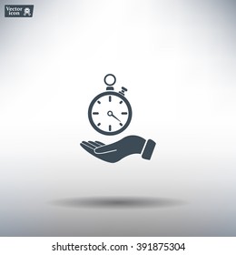 flat hand giving the clock icon 