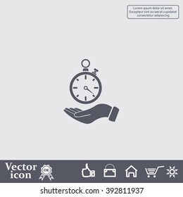 flat hand giving the clock icon 