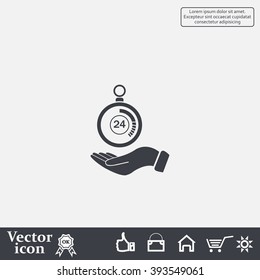 flat hand giving the clock icon 