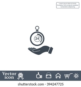 flat hand giving the clock icon 