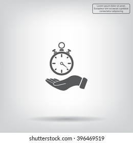 flat hand giving the clock icon 