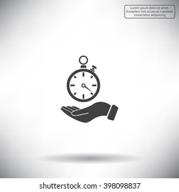 flat hand giving the clock icon 