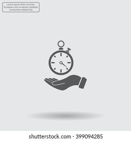 flat hand giving the clock icon 