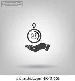 flat hand giving the clock icon 