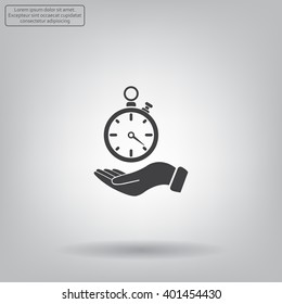 flat hand giving the clock icon 