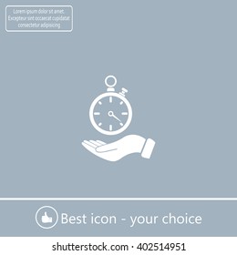 flat hand giving the clock icon 