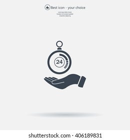 flat hand giving the clock icon 