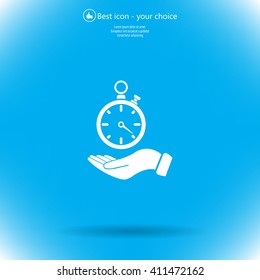 flat hand giving the clock icon 