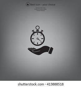 flat hand giving the clock icon 