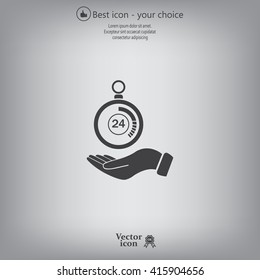flat hand giving the clock icon 