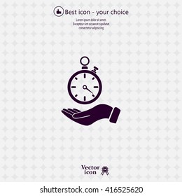 flat hand giving the clock icon 
