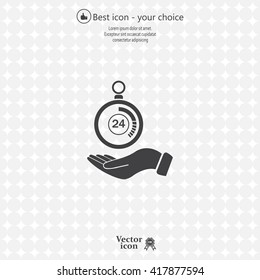 flat hand giving the clock icon 