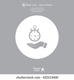 flat hand giving the clock icon 