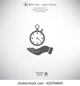 flat hand giving the clock icon 