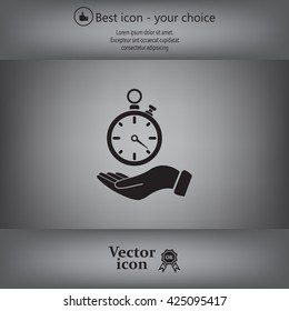 flat hand giving the clock icon 