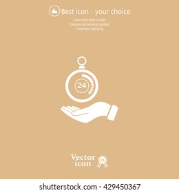 flat hand giving the clock icon 